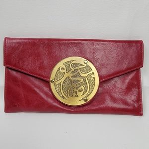 DAREEN HAKIM COLLECTION LE ICON RED LEATHER CLUTCH